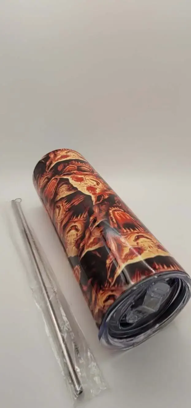 20oz Monster Goblin Creep Skinny Tumbler with Straw and brush.